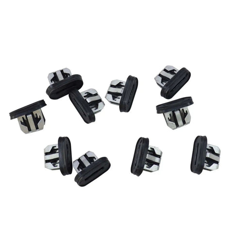 Hella Tight Fit Car Retainer Clips For Tesla Model 3 Side Door Skirt Molding Trim 10 Pack Snap fasteners on a white background.