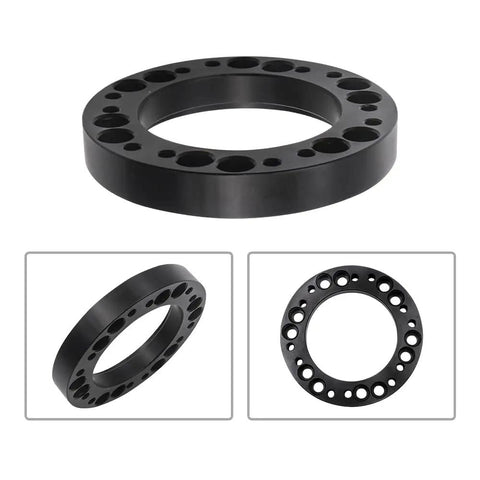 Heavy Duty 12mm Steering Wheel Hub Adapter And Wheel Spacer Blocks Built Tough From Corrosion Free Aluminum Alloy, 86mm OD, black finish.
