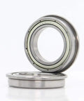 Pack Of Ten F6802ZZ Flanged Bearings 15mm Inner Diameter showcased, highlighting the double shielded design and steel material.