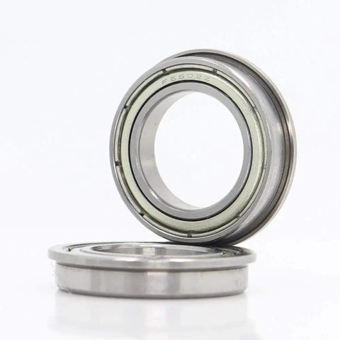 Get A Cool 10 Pack Of F6802ZZ Flanged Ball Bearings Featuring Double Shields And Deep Groove Design Perfect For Industrial Projects With 15Mm 24Mm 5mm Dimensions That Rock Your Machine Setup, showing two flanged ball bearings.