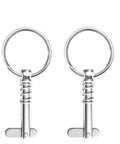 Two Pack Quick Release Pin 1/4 Inch Diameter With Drop Cam And Spring Overall Length 1.66 Inches Usable Length 1 Inch Marine Grade 316 Stainless Steel Bimini Top Pins And Deck Hardware front view.