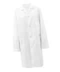 Mens Long Sleeve Lab Coat For Doctors And Medical Students Unisex Clinical Coat displayed on white background