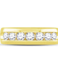 Heavy Duty 14Kt Yellow Gold Mens Wedding Channel Band Ring With 1.5Ctw Round Brilliant Cut Diamonds Perfect Size 10.5 front view