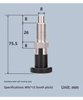 Heavy Hitter Two Piece Metal Dowel Pins With Self Locking Spring Plunger Indexing Knob, stainless steel, 75.5mm height.