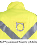 No Nonsense High Visibility Safety Vest Made From Flame Resistant Cotton Class 2 Ansi Type R Back Access Large Size Built Tough For Welding Crews With Badass Silver Reflective Tape Strips, featuring D-ring access.