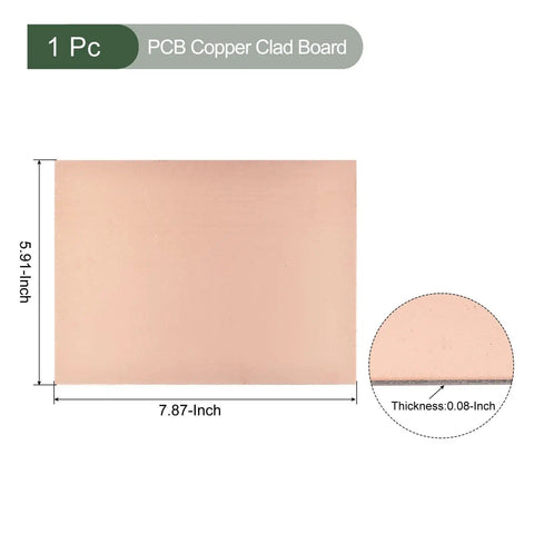 Double Sided Copper Clad PCB Board For DIY Electronics Hobbyists 200mm By 150mm By 2mm Etching Ready Blank PCB, dimensions shown