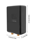 Instant Tankless Electric Water Heater 4500W Wall Mounted Digital Display with dimensions 21.6cm x 14.5cm x 7.1cm for hot water.