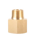 Brass NPT hex bushing adapter, 3/8 to 1/2 inch, rustproof brass construction for plumbing and industrial systems.