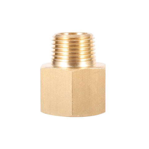 Brass NPT hex bushing adapter, 3/8 to 1/2 inch, rustproof brass construction for plumbing and industrial systems.