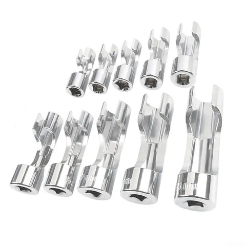 3/8 Inch Drive Open End Crowfoot Wrench Set 10-18mm for Diesel Injector Line Nut Service, Heavy Duty Chrome Vanadium Socket Kit