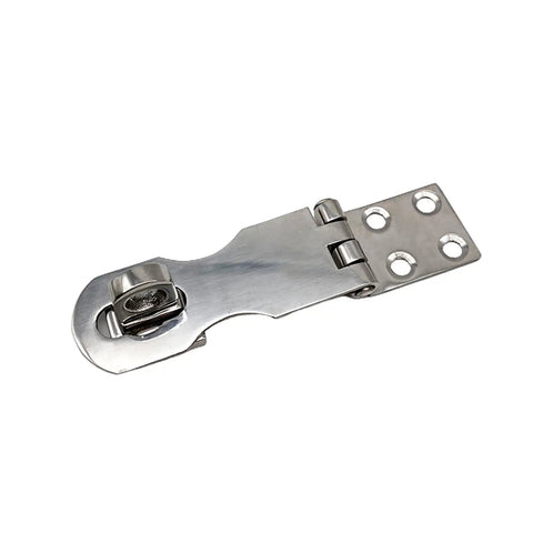 Marine Grade Stainless Steel Door Hasp Locking With Turning Eye Mount For Boats And Cabins, Heavy Duty And Corrosion Resistant Deck Hardware, Quick Install, Dockside Ready Boat Security Locking Hasp on stainless steel hinge plate