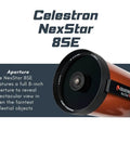Close-up of NexStar 8SE Computerized Telescope Bundle With 8-Inch Schmidt-Cassegrain Optics showcasing aperture details.