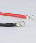 No Sweat 8AWG Charging Cables With 50 Amp M8 Connectors For LiFePo4 Lithium Batteries Boat Rv Forklift close-up of red and black cables