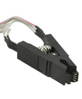SOP8 To DIP8 Test Clip Kit For BIOS Chips with cables, close view of universal flash IC clip with 8 pin connector.