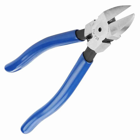 Diagonal Pliers For Cable Cutting And Wire Nipping, Chrome Steel TU 728, Compact Ergonomic Handle, Portable Tool For DIYers, Electricians, And Pros, Smooth Clean Cuts On All Kinds Of Cables, blue handles