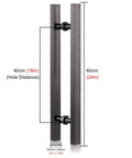 Beefy Matte Black Sliding Barn Door Pull Handle Kit With Install Tools For Wood And Glass Doors Easy Two Hole Mount Heavy Duty Front Door Push Pull Hardware 60 Cm Long shown front view