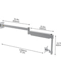 No Hassle Wall Mount Monitor Arm Straight Up Perfect For Your Gaming Office Setup Extra Long Gas Spring Mount dimensions image