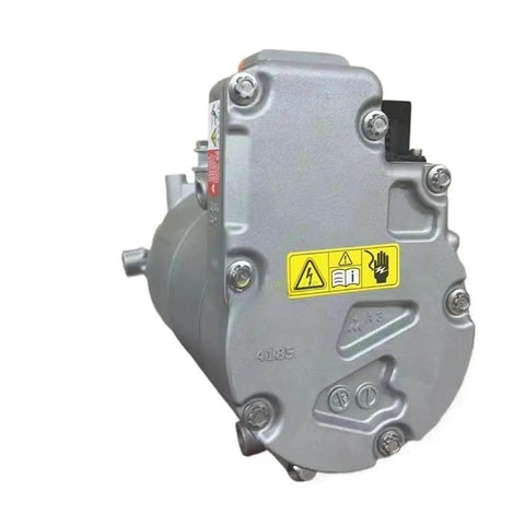 Porsche Taycan AC Compressor Replacement 2020 To 2023 Models Oem 9J1816797C electric air conditioning pump with warning labels.