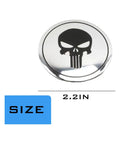 Four Piece Heavy Duty Aluminum Hub Center Cap Decals Featuring Dope Tusked Skull Art For Clean Wheel Cover Stickers That Slap Onto Most Standard Rims Smoothly, 2.2 inch shiny skull design.