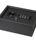 Slick Hidden Drawer Safe With Electronic Lock And Backup Key For Desk Or Nightstand Built Tough From Solid Steel Construction, showing keypad.