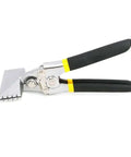 Sheet Metal Bending Pliers Hand Seamer With Wide Jaw And Ergonomic Grip, durable nickel-plated steel, side view on white background
