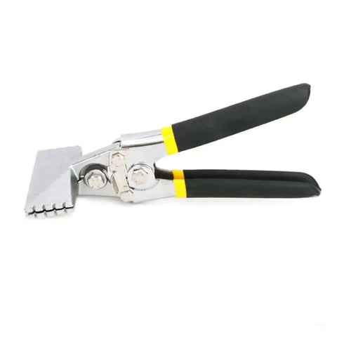 Sheet Metal Bending Pliers Hand Seamer With Wide Jaw And Ergonomic Grip, durable nickel-plated steel, side view on white background