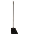 Solid Compact Lobby Broom With Smooth Vinyl Handle And Matte Black Trim For No Fuss One Handed Sweeping On Polished Indoor Floors Clean Sweep Janitorial Gear That Flawlessly Clears Debris, 35 Inch length, black bristles.