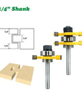 2 Piece Tongue And Groove Router Bit Set With 3/4 Inch Stock T Shape Design For Precision Wood Floor Joinery and craftwork projects with 1/4 inch shank
