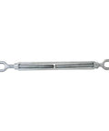 Heavy Duty Hot Dip Galvanized Jaw Jaw Turnbuckle 1 1/4 X 24 Inch 15200 Lbs Working Load Limit angled view on white background.