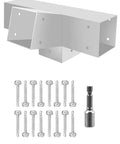 15 Degree Pergola Bracket Kit 4x4 Four Way Right Angle Corner Bracket For Wood Beams With Screws White Powder Coat All Weather Tough