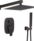Oil Rubbed Bronze Shower System With Wall Mount, 10 Inch Rainfall Head And Handheld Shower, Stainless Steel Rain Head