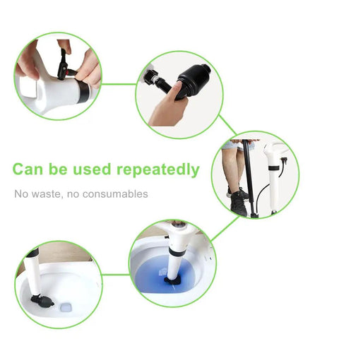 Heavy Duty Air Plunger For Toilet And Drain Unclogger With 80 Psi Power Toilet Auger And Drain Snake For Shower Sink And Bathtub Clogged Pipes Quick Unblock Tool For Home Easy Grip High Pressure Drain Clearing in use.