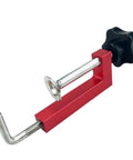 Heavy Duty Aluminum Quick Release Picture Frame Clamp With Right Angle Design And Rock Solid 600 Pound Grip Scratch Free Rubber Pads For No Sweat Woodworking Assembly Green, side view showing red and black color scheme.
