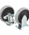 Heavy Duty Adaptable Utility Cart Replacement Casters Pack Of 4 With Two Fixed And Two Swivel Locking Casters 5 Inch TPR Wheels visible