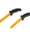 Heavy Duty Magnetic Woodworking Push Stick Set With Super Grippy Handle And Strong Magnet For Metal Rack Storage On Table Saws Band Saws And Jointers Keeps Your Knuckles Safe Through The Daily Grind - Two yellow ABS push sticks with black handles.