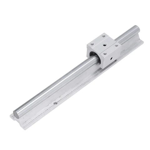 Two Piece 300mm Steel Linear Rail Guide With SBR16 Slide Block For CNC Parts, Smooth Precise Movement And No Fuss Mounting, Heavy Duty Linear Motion System For Machining And Automation, shown with steel rail and slide block