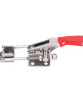Heavy Duty 304 Stainless Steel Toggle Clamp With Strong Holding Latch Buckle for secure assembly and welding, showing red handle.