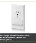 White Smart Dimmer Switch No Neutral Needed Decora Design Hella Easy Installation Voice Activated Automation Control Super Charge Your Home Lighting Setup With Zero Hassle showing Wi-Fi bridge for smart dimming.