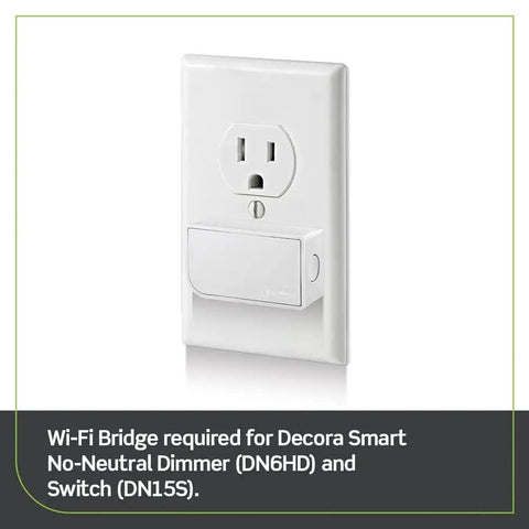 White Smart Dimmer Switch No Neutral Needed Decora Design Hella Easy Installation Voice Activated Automation Control Super Charge Your Home Lighting Setup With Zero Hassle showing Wi-Fi bridge for smart dimming.
