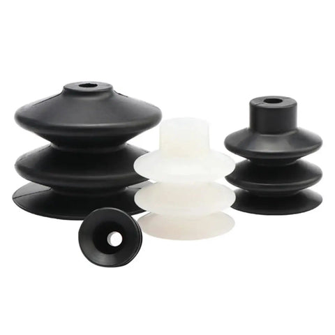 Heavy Duty Khaki Pneumatic Vacuum Sucker Nozzle For Industrial Manipulator Robotics showing varied suction cup sizes and colors.