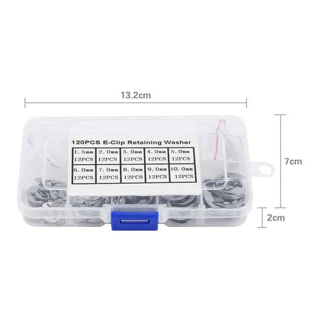 120 Piece E Clips Retaining Snap Ring Kit In 304 Stainless Steel With Plastic Storage Box Sizes M1.5 Through M10