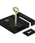 Heavy Duty Cast Iron Rim Lock Built To Last With Weather And Rust Resistance For French And Screen Doors, black, brass key