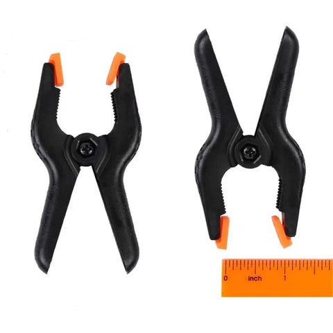 10-Pack 3.4 Inch Plastic Spring Clamps Heavy Duty For Crafts Backdrop Clips And Photo Stand Holds Dope, shown with ruler for scale