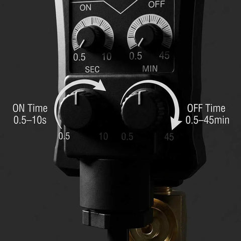 Close-up of programmable settings on Automatic Timed Condensate Drain Valve Programmable Electric Air Drain