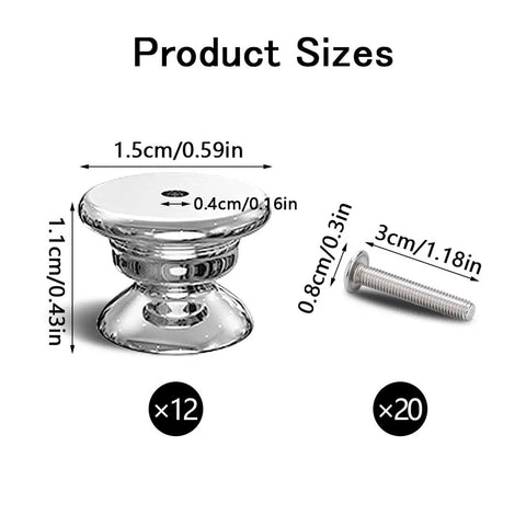 Built Like A Tank DIY Cabinet Drawer Pull Bases And Heavy Duty Screws For Epoxy Silicone Molds Rock Solid Metal Knob Mounts, sizes shown.