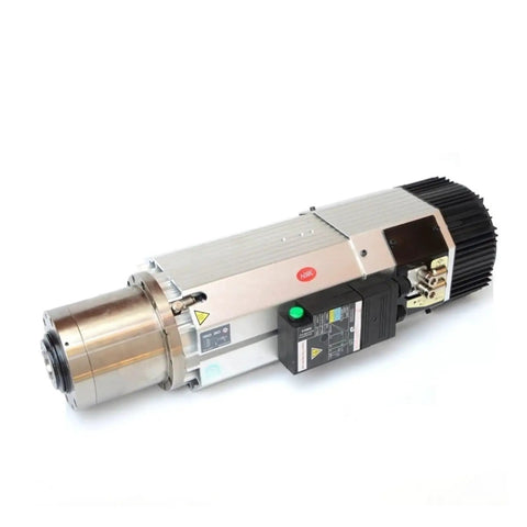 Hella Torquey 9Kw Air Cooled Cnc Spindle Motor 220V 380V showing solid frame, short nose, and industrial cutter head.