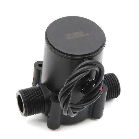 Compact Micro Water Flow Generator With Display G1 Half Inch Male Thread Hydro Turbine for DC Charging shown with connection ports