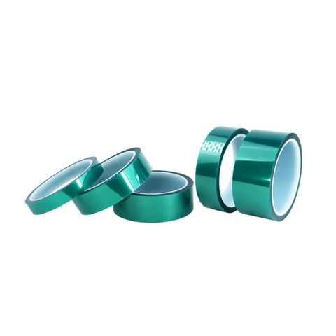 Green PET Tape High Temperature For PCB Soldering And SMT Plating Shielding, various widths in rolls, heat and solvent resistant.