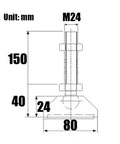 Top Notch Built Different Adjustable Furniture Leveling Feet With Bully Proof Nylon Cup Base Universal Threaded Rods For Cabinets Dryers Tables Self Leveling Mount Six Piece Set diagram with dimensions in mm.
