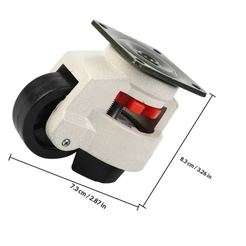 Heavy Duty Swivel Caster Set With Easy Adjustable Leveling Feet For Workbenches And Machine Tools, close-up view, nylon wheel